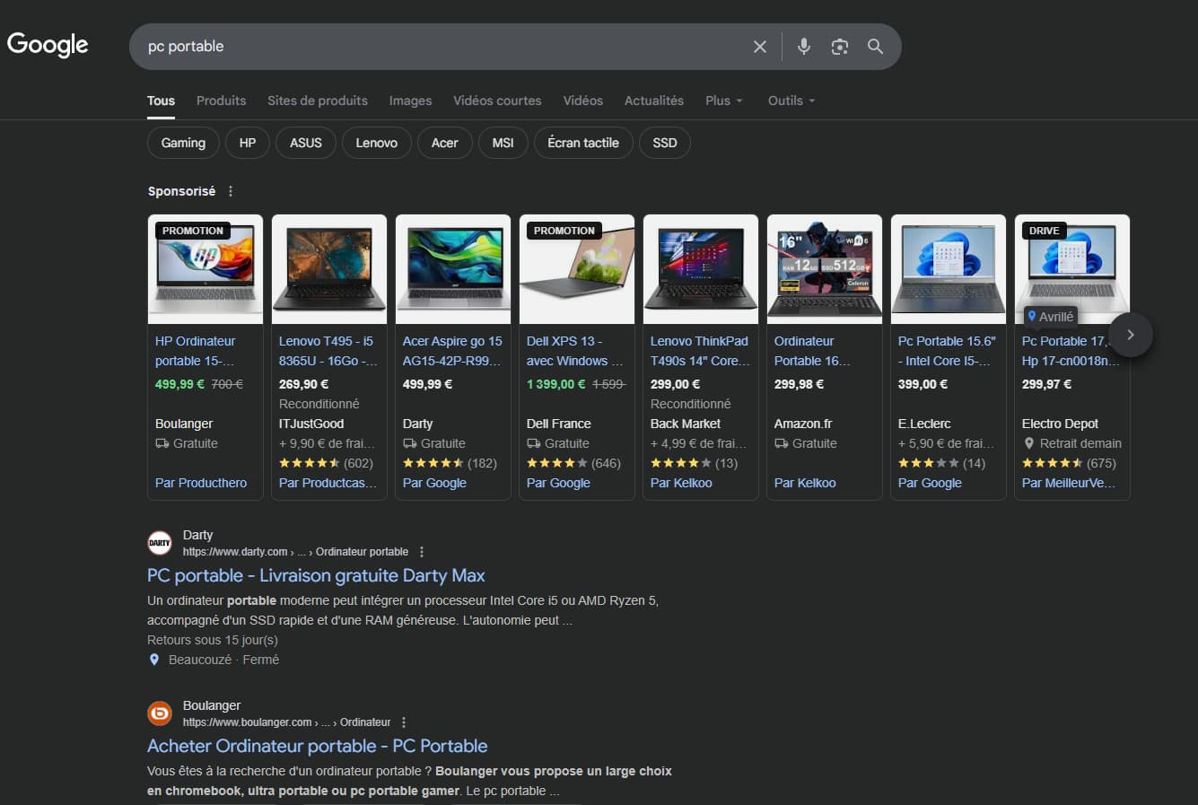 intention transactionnelle avec google shopping